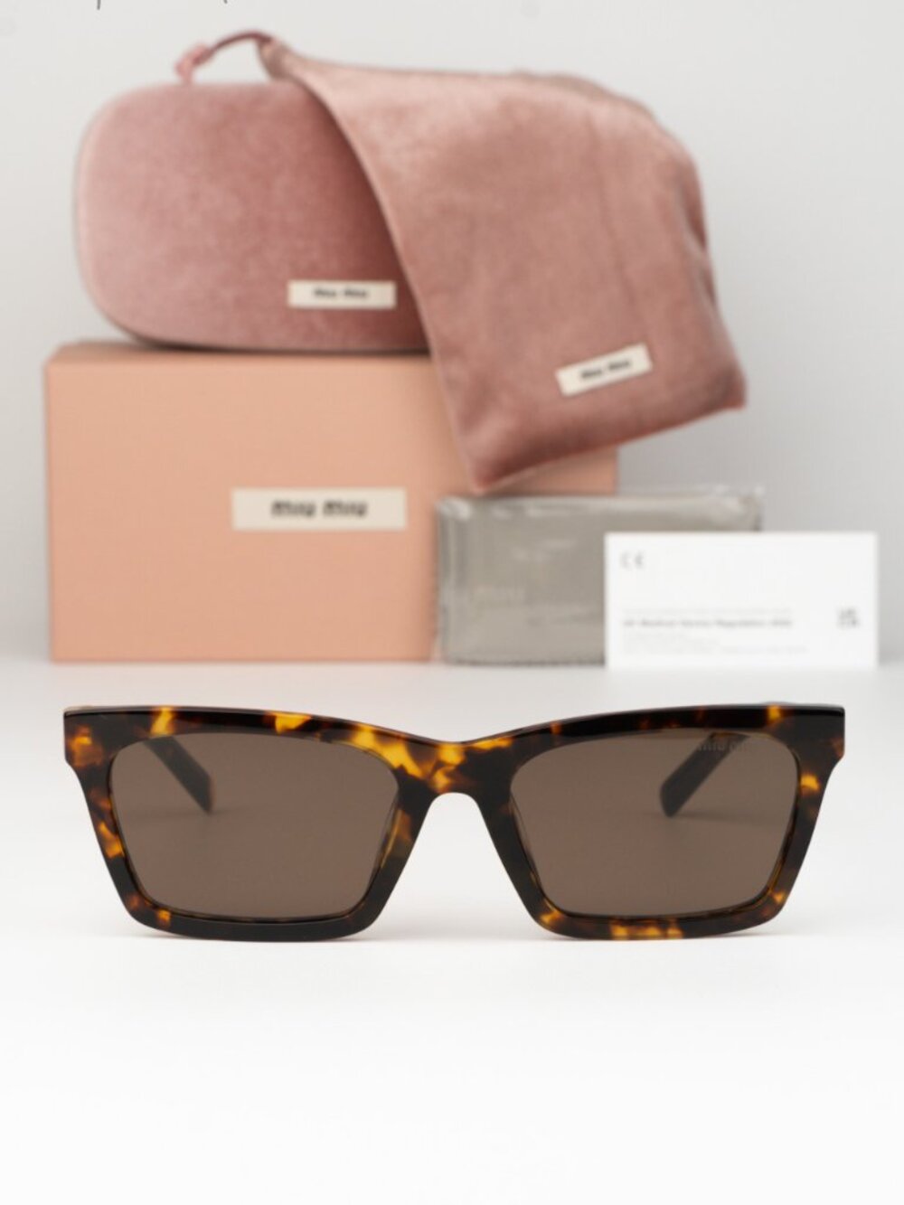 Miu Miu Men Sunglasses Havana Brown Rectangle MUA05S 14L60M NEW AUTHENTIC